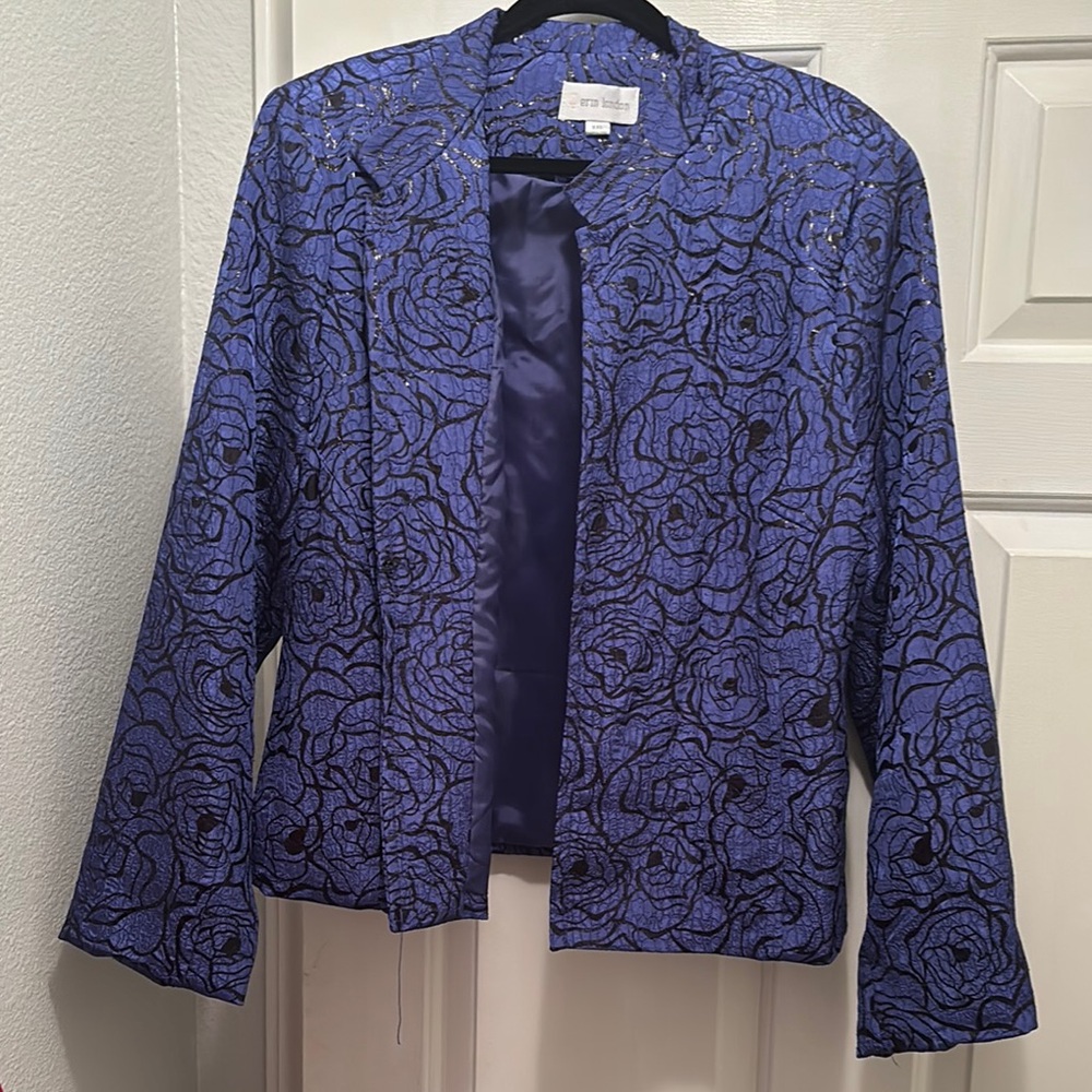 Erin London Blue Blazer Classic Cut Textured Fabric